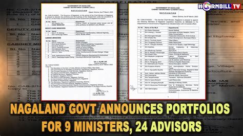 Breaking Nagaland Govt Announces Portfolios For Ministers