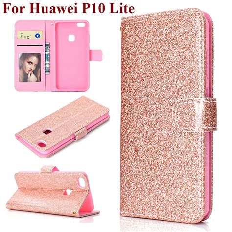 Glitter Wallet Cover For Huawei P10 Lite Soft TPU Silicone Anti Knock