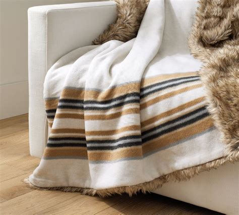 Pendleton® Yakima Faux Fur Back Stripe Throw Pottery Barn