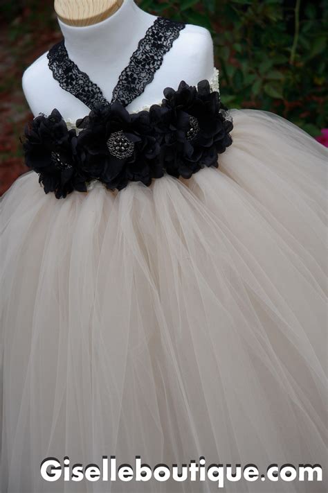 Nude And With Black Flowers Tutu Dress On Luulla