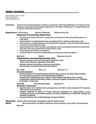 Debracolemanresume Pdf