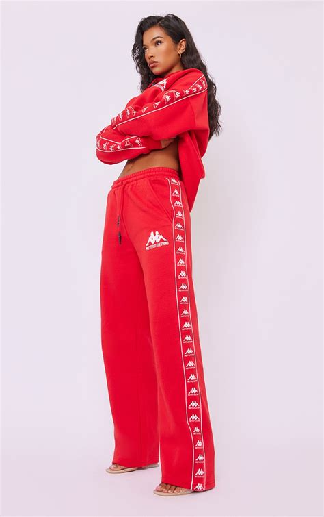 Kappa Red Printed Oversized Joggers Co Ords Prettylittlething Ire