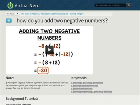 How Do You Add Two Negative Numbers Instructional Video For 5th 8th Grade Lesson Planet