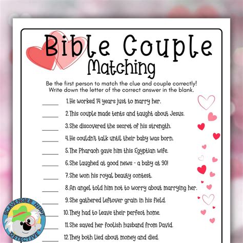 bible couples matching game valentines party couples   bible