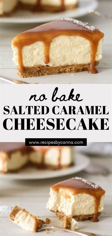 No Bake Salted Caramel Cheesecake On A Plate