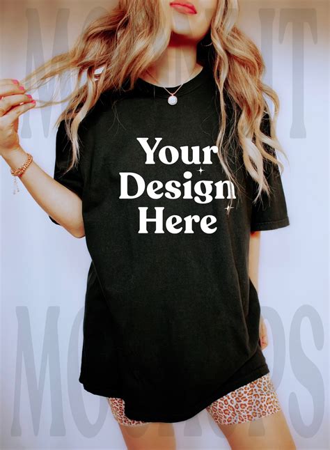 Comfort Colors C Black Shirt Mockup Oversized Mockup Etsy