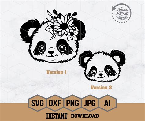 Floral Panda Svg Panda Svg Cute Animal Svg Cute Baby Panda Svg Baby