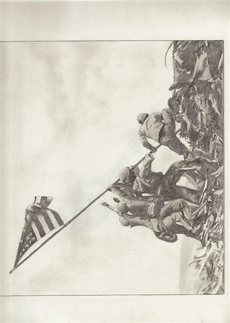 Iwo Jima Flag Raising Drawing At Getdrawings Free Download