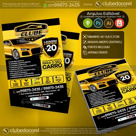 Panfleto Flyer Lava Jato Est Tica Automotiva Clube Do Corel