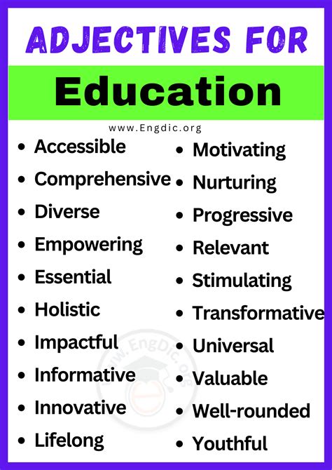 20 Best Words To Describe Education Adjectives For Education Engdic