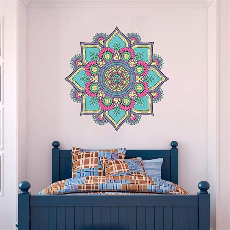 Mandala Wall Sticker Colorful Mandala Wall Decal Buddha Etsy