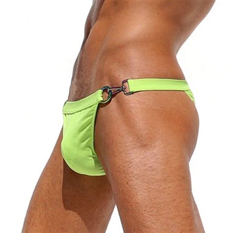 Herren Surf Strand Sexy Niedriger Bund Tasche Bikini Slip Bademode