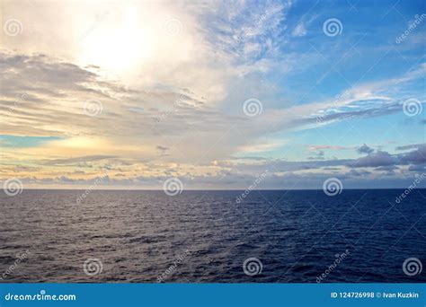 Seascapes Various Kinds Of Colorful Blue Sky Sun Clouds And Open