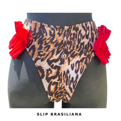 BIKINI LEOPARDATO ROUCHES TRIANGOLO Made Sull Isola Handmade