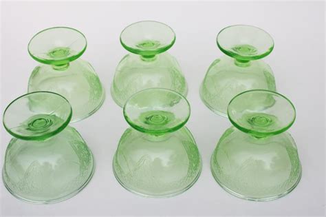 Lovebirds Georgian S Vintage Champagne Glasses Uranium Green