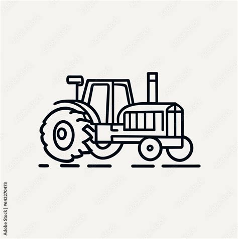 simple design tractor vector outline icon Stock Vector | Adobe Stock