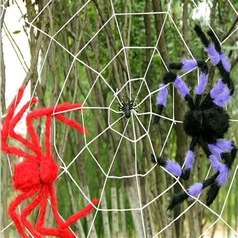 TEXASDELUXE 4 feet White Spiderweb Spider Webs Halloween Decorations ...