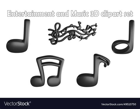 Music notes clipart element 3d render Royalty Free Vector