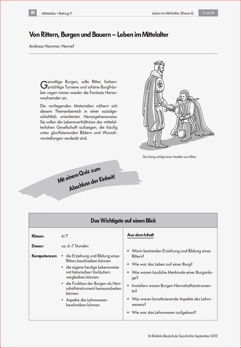 Von Rittern Burgen Und Bauern Kostenlose Arbeitsbl Tter Und