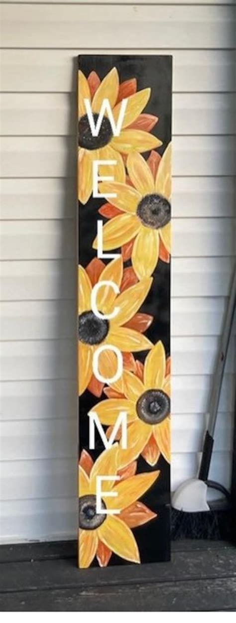 Sunflower Welcome Board Or Customize With Your Own Last Name Etsy