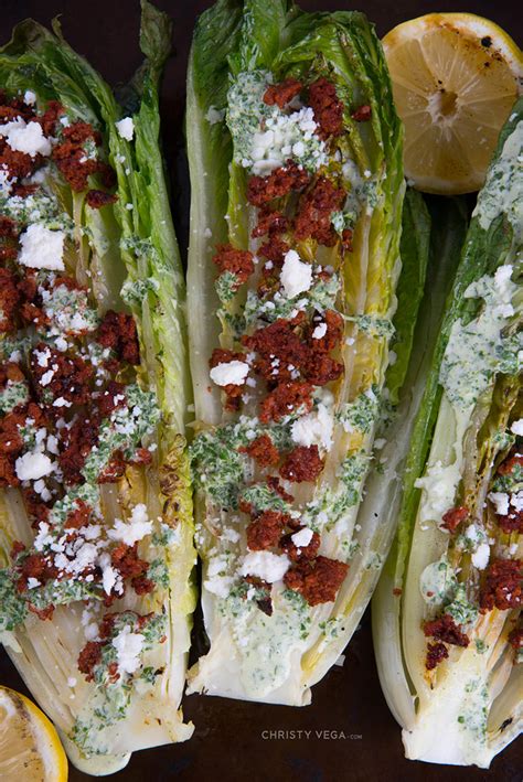 Grilled Romaine With Lemon Cilantro Dressing Christy Vega