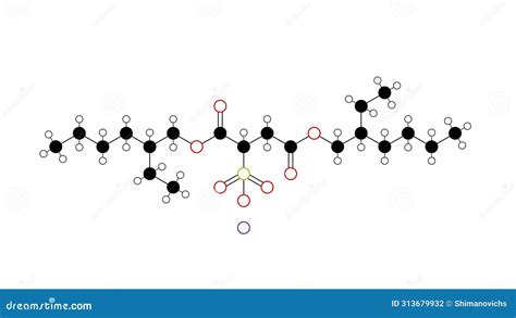 Docusate Sodium Molecule Structural Chemical Formula Ball And Stick