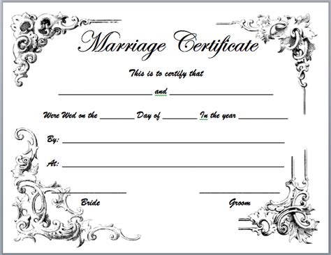 Blank Marriage Certificate Template Templates Example Templates