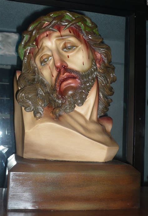 Jesus Holy Face Ecce Homo Bust Statue Inch Hand Painted Polymer