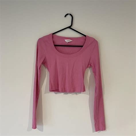 Glassons Long Sleeve Pink Crop Top Ladies Size Depop