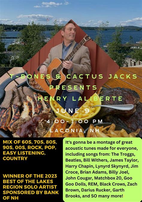 Henry Laliberte Live Solo T Bones And Cactus Jacks Laconia Nh T