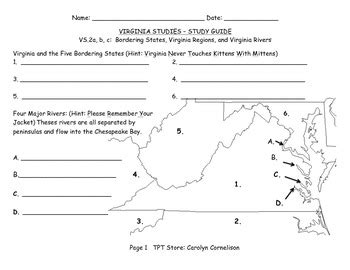 VS.2 a-c Virginia Studies~Regions, Bordering States, & Rivers | TpT