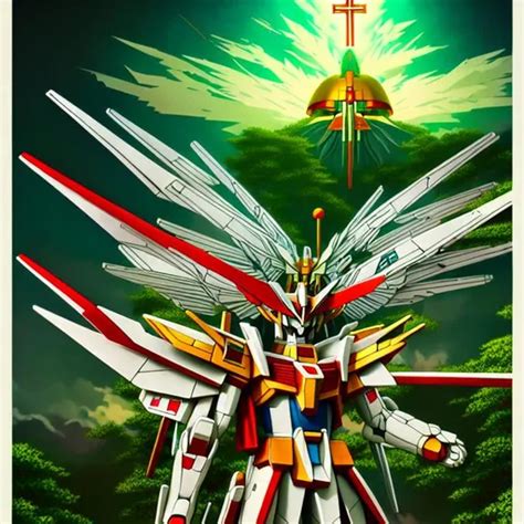 King Ultimate Gundam Red Sky Big Cross Symbol Crowne Openart