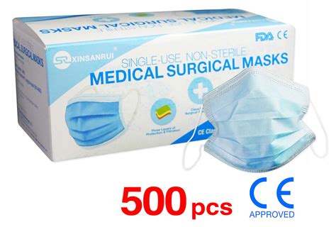 500 Pack CE Approved Class Level 2 Surgical Disposable Face Mask 3 Ply