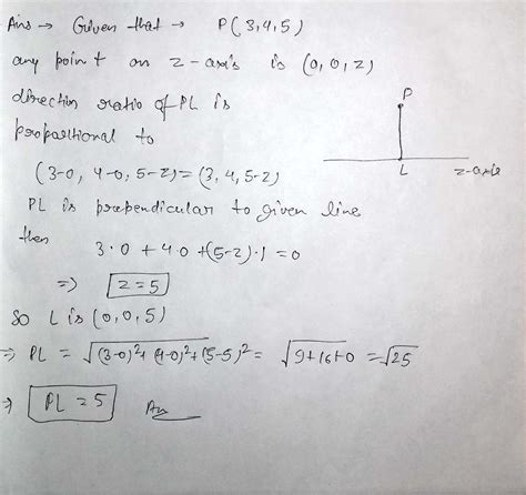 Write The Distance Of The Point P 3 4 5 From Z Axis