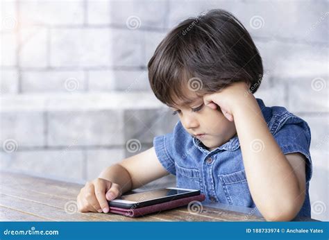 Portrait of Child Boy Playing Playing Game on Mobile Phone, Cute Kid ...