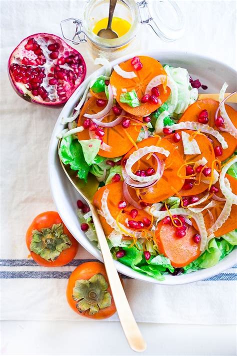 Persimmon Salad With Shaved Fennel And Pomegranate Recipe Yummy