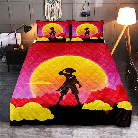 One Piece Luffy Anime Sunset Quilt Bed Sets - Nearkii