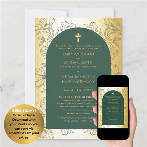 Traditional Wording Catholic Wedding Nuptial Mass Invitation Zazzle