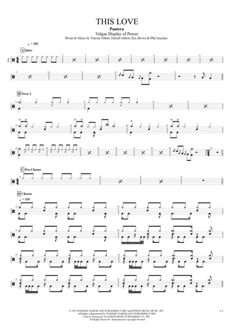 This Love Tab By Pantera Guitar Pro Full Score Mysongbook