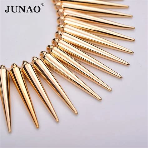 JUNAO 100pcs 5 35mm Gold Studs Spikes Big Decoration Rivet Sew On