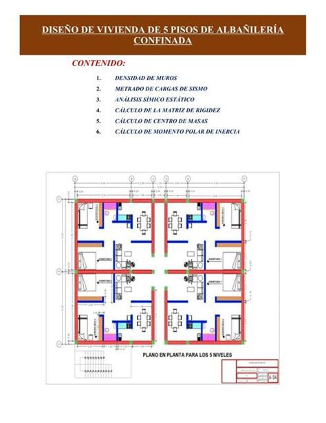 Diseño de albañilería confinada de vivienda de 5 pisos Apuntes de