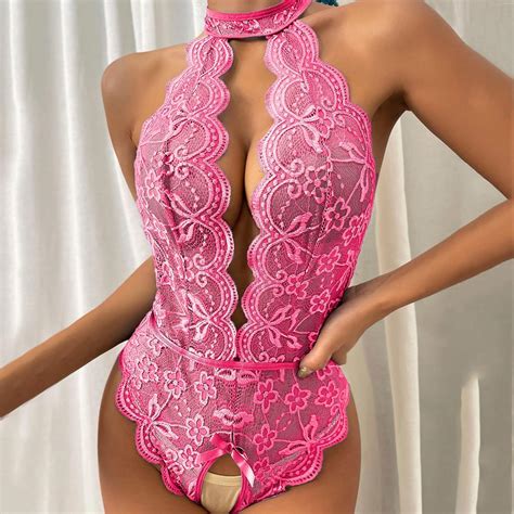 Buy Women Snap Crotch Lingerie Sexy Cosplay Lingerie Deep V Lace