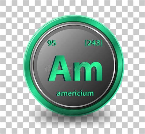 Americium Symbol Chemical Element Of The Periodic Table Vector Stock