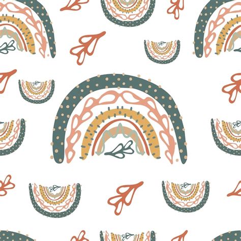 Premium Vector Seamless Pattern Boho Clip Art Boho Rainbow