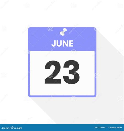 June 23 Calendar Icon Date Month Calendar Icon Vector Illustration