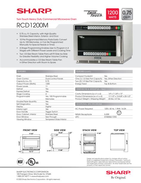 Restaurant Equipment 4 U R Cd1200m Sharp Twintouch 1200 Watt