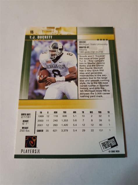 2002 Press Pass JE TJ Duckett 15 Rookie RC EBay