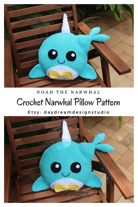 Crochet Narwhal Pillow Pattern Crochet Whale Pillow Pattern Etsy