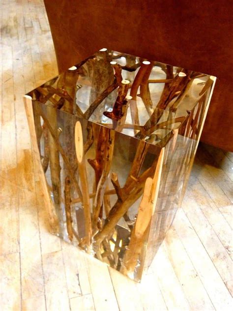 Driftwood Branches in Acrylic Side Table by Michael Dawkins