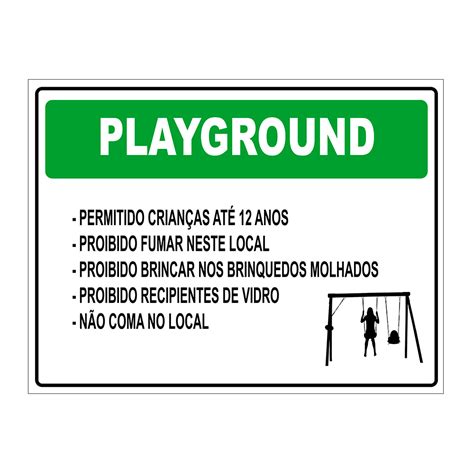 Placa De Sinaliza O Para Condom Nio Regras Utiliza O Do Playground